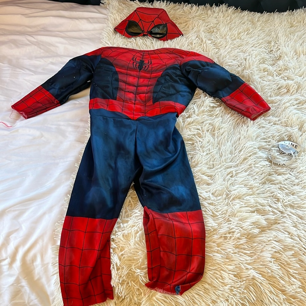 Spider man costume. Heavily worn